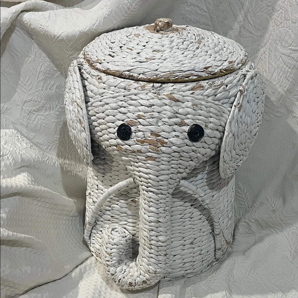 White Woven Elephant Basket
